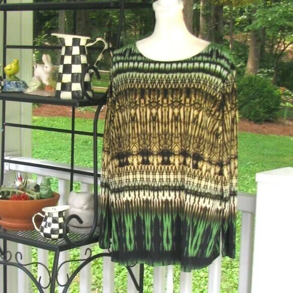 Linea by Louis Dell'Olio Cathedral pullover top shirt blouse 2X polyester - Picture 2 of 5